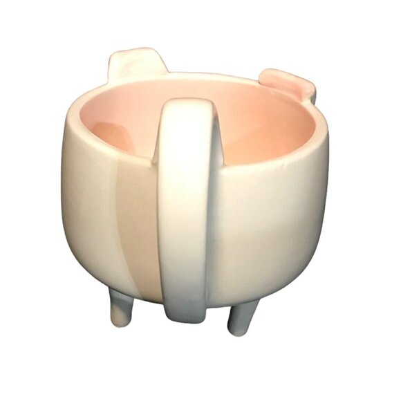 Ceramic Kitten Cat Mug Handle Legs Footed Adorable Arlington Designs White Pink - Picture 2 of 6